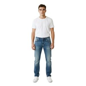 BKE Jake Mens Straight Leg Jeans Medium Wash Distressed Size 38x32